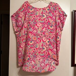 Floral Pink and Orange Blouse.